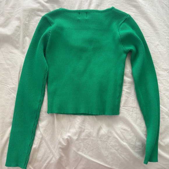 Green Ribbed Long Sleeve Top - Picture 3 of 3